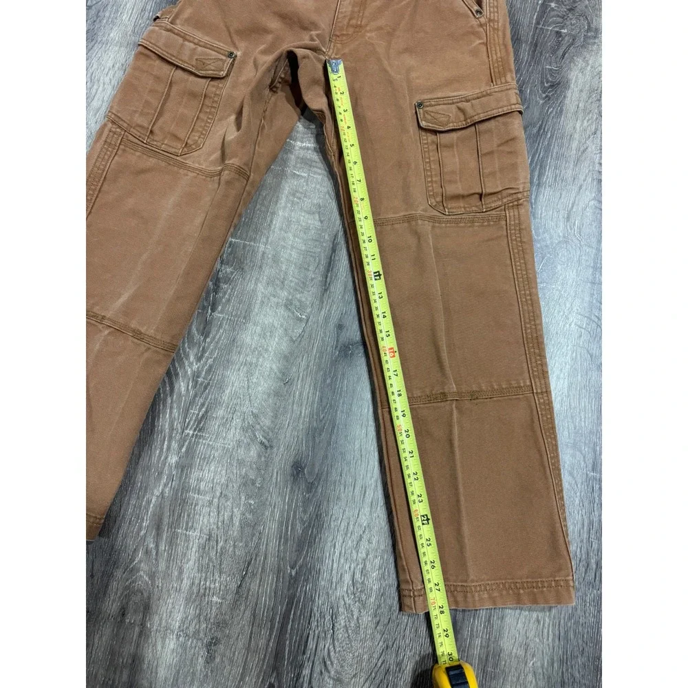 Cabelas Mens Brown Duck Canvas Cargo Work Pants Double Knee 31x29 M25PT081